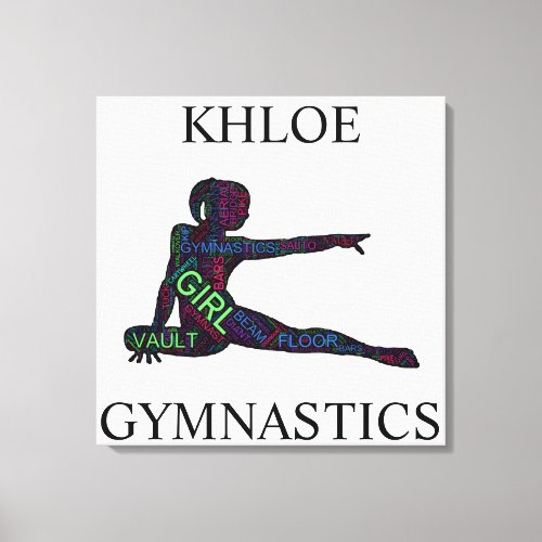 Gymnastics Word Art Custom Stretched Canvas Print