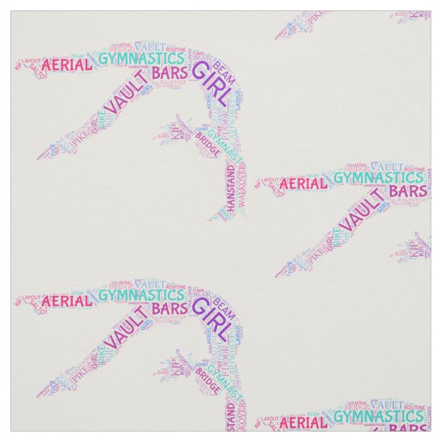 Gymnastics Word Art Fabric (Swatch)
