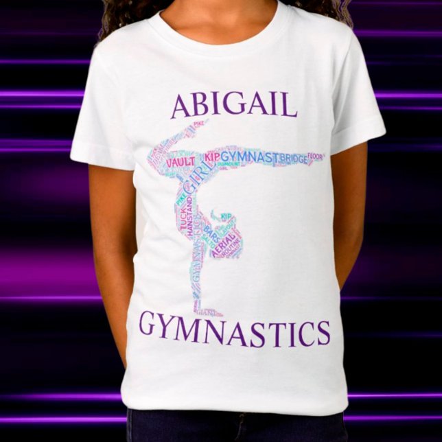 Gymnastics Word Art Handstand Pose T-Shirt w/ Name (Creator Uploaded)