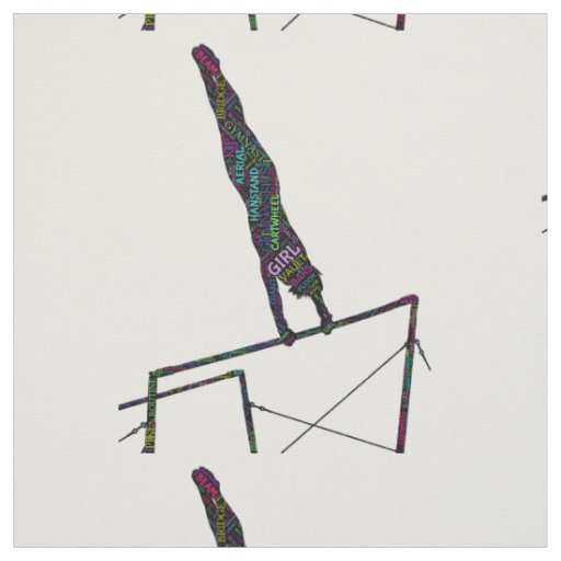 Gymnastics Word Art On Uneven Bars Fabric
