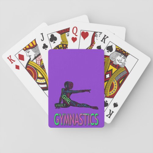 Gymnastics Word Art Purple Classic Playing Cards