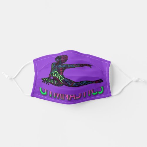 Gymnastics Word Art Purple Face Mask