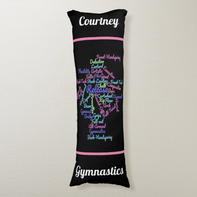 Gymnastics Word Cloud   Body Pillow (Front Vertical)