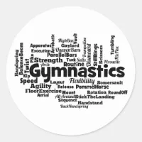 Gymnastics Word Cloud Classic Round Sticker