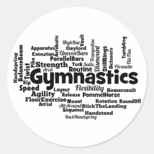 Gymnastics Word Cloud Classic Round Sticker