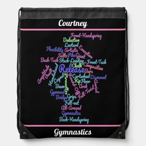 Gymnastics Word Cloud    Drawstring Bag