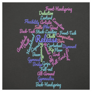 Gymnastics Word Cloud Fabric