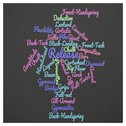 Gymnastics Word Cloud Fabric