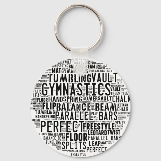 Gymnastics Word Cloud Keychain (Front)