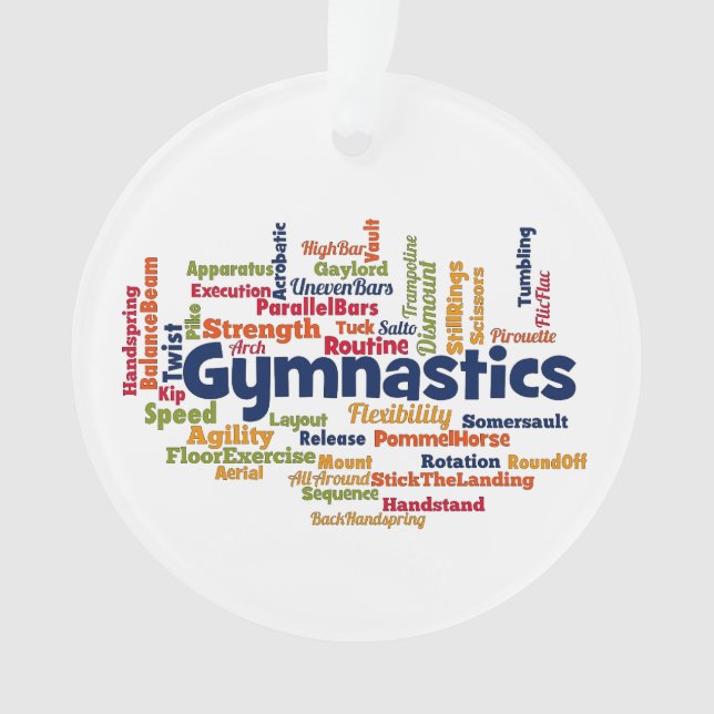 Gymnastics Word Cloud Ornament (Front)