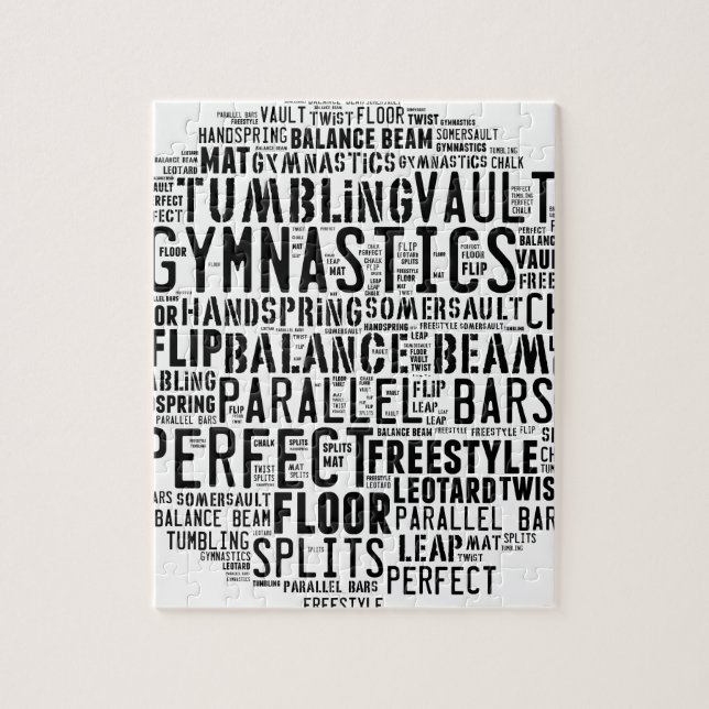 Gymnastics Word Cloud Tumbling Jigsaw Puzzle (Vertical)