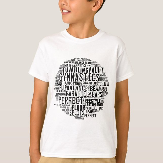 Gymnastics Word Cloud Tumbling T-Shirt (Front)