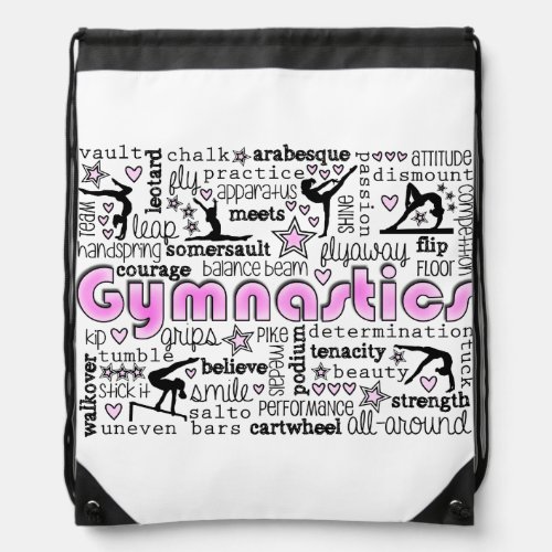 Gymnastics Words 2 Drawstring Bag
