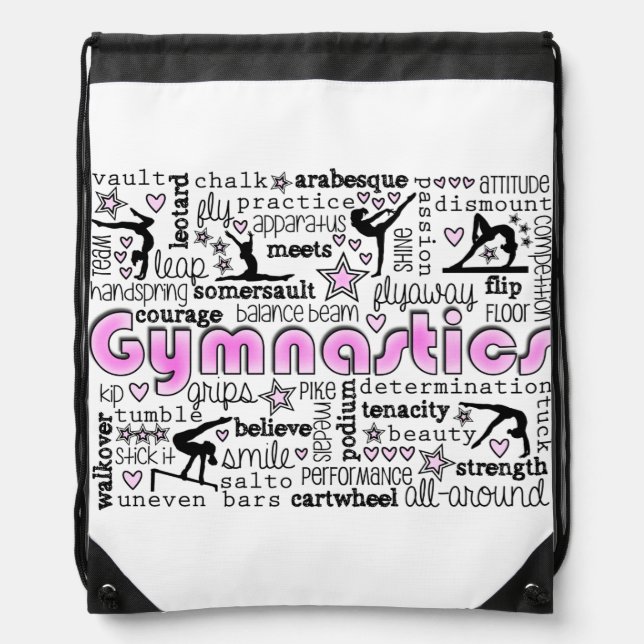 Gymnastics Words 2 Drawstring Bag (Front)
