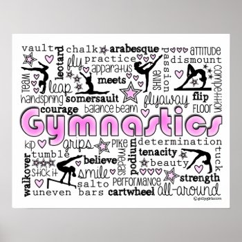 Gymnastics Words 2 Poster by GollyGirls at Zazzle