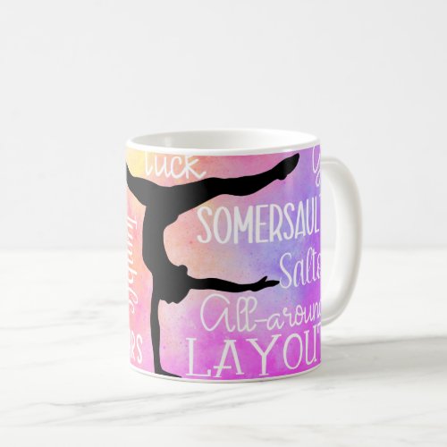 Gymnastics Words Rainbow Ombre  Coffee Mug