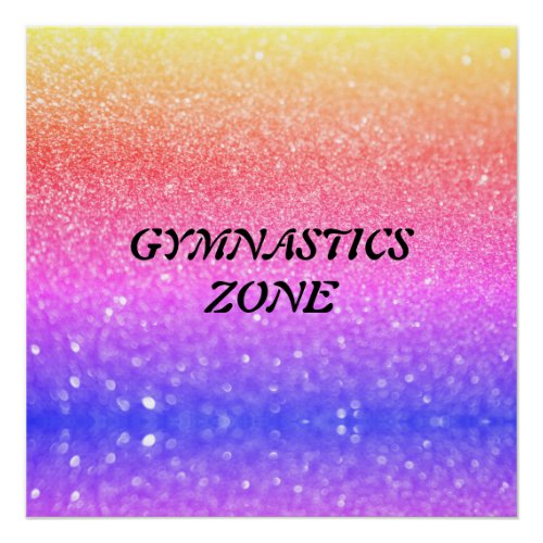 Gymnastics Zone Rainbow Sparkle Glossy Poster