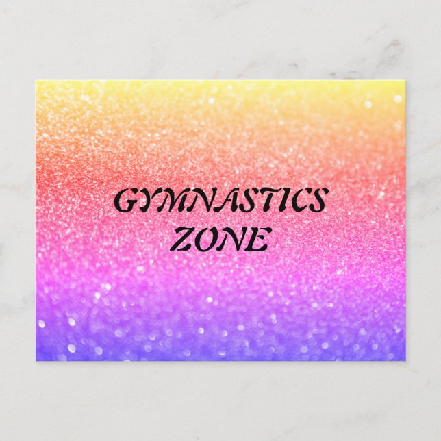 Gymnastics Zone Rainbow Sparkle Postcard (Front)