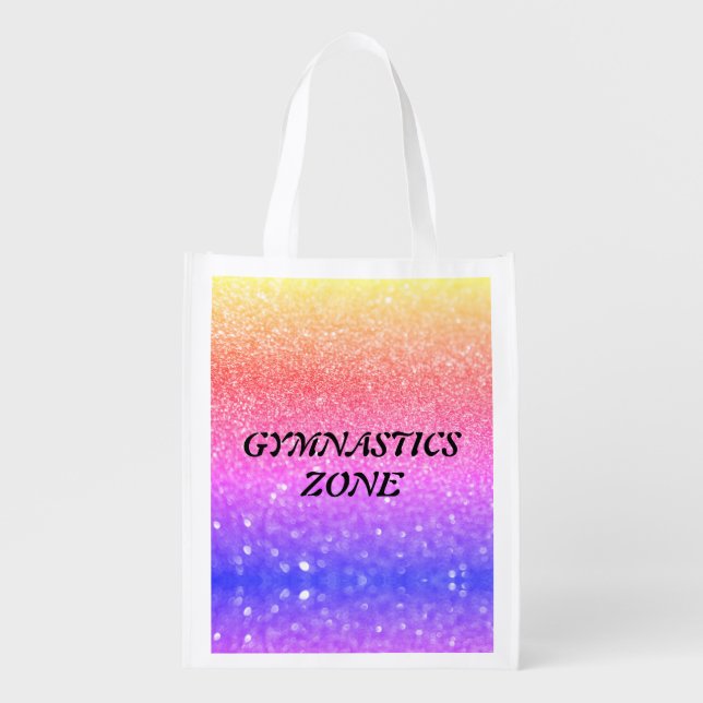 Gymnastics Zone Sparkly Reusable Grocery Bag (Front)
