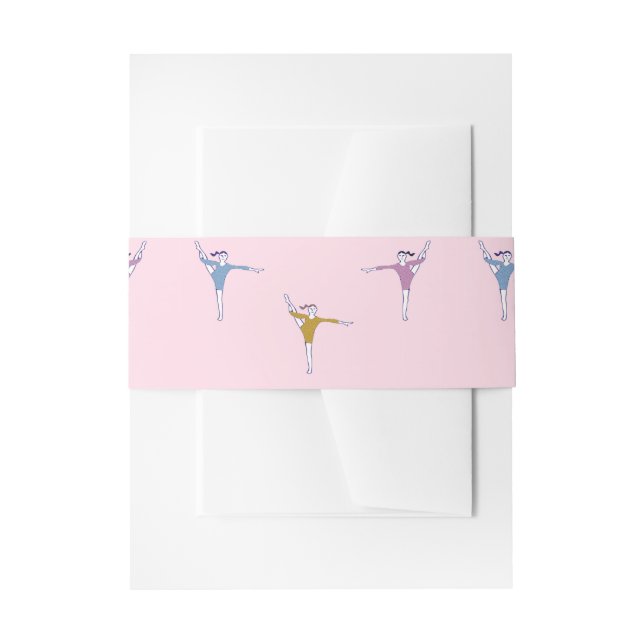 gymnasts on pink invitation belly band (Front Example)