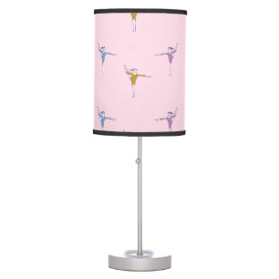 gymnasts on pink table lamp