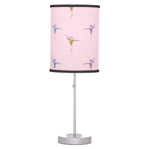 gymnasts on pink table lamp