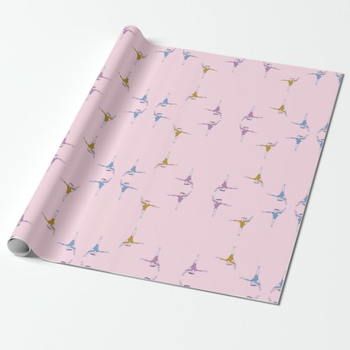 gymnasts on pink wrapping paper