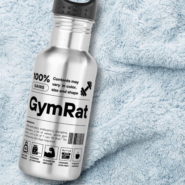 GymRat Funny Barcode Definition Sport Fitness Gym Stainless Steel Water Bottle (Creator Uploaded)