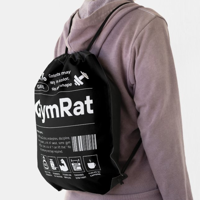 GymRat Funny Workout Gear Fitness Barcode Drawstring Bag (Insitu)