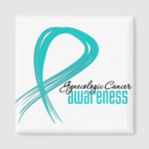 Gynecologic Cancer Awareness Grunge Ribbon Magnet