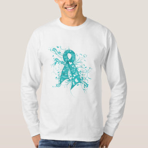 Gynecologic Cancer Floral Swirls Ribbon T-Shirt