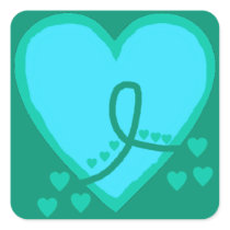 Gynecological, cervical, ovarian Survival Heart Square Sticker