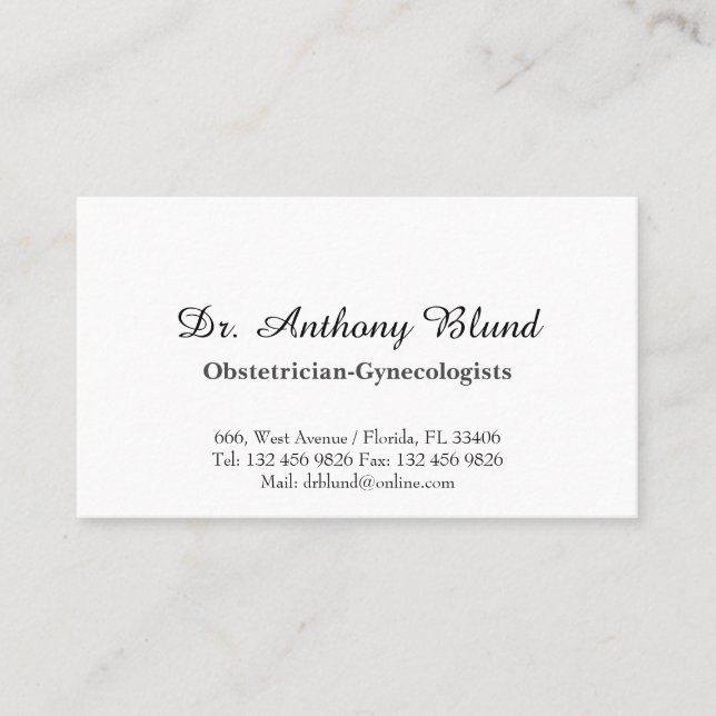 Gynecologist obstetrician OBGYN doctor Business Ca Card (Front)