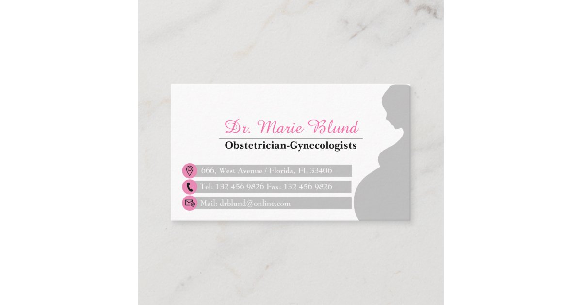 Gynecologist Obstetrician Professional Pink OBGYN Business Card | Zazzle