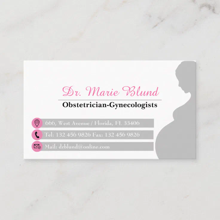 Gynecologist Obstetrician Professional Pink OBGYN Business Card | Zazzle