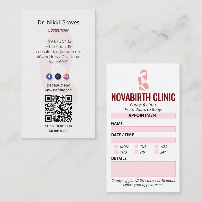 Gynecology Clinic Business | Modern Appointment Business Card (Front/Back)