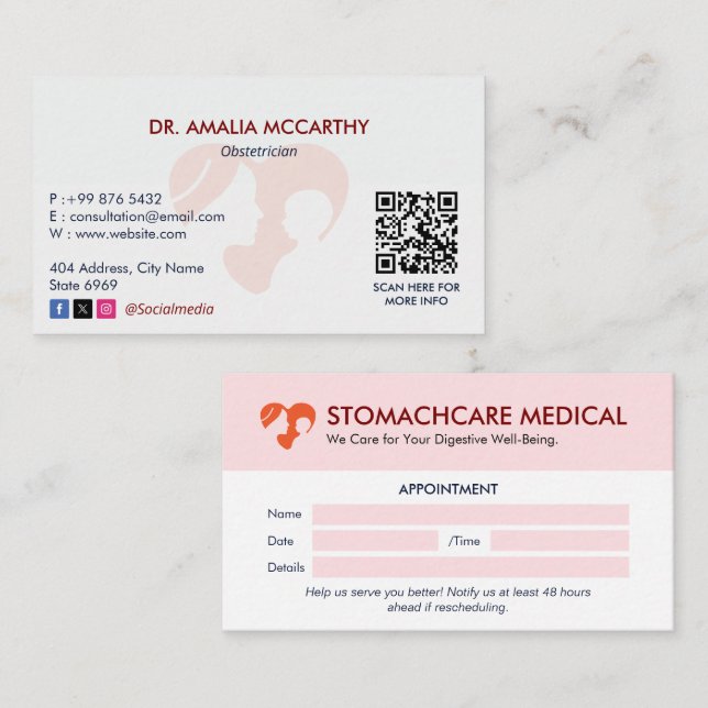 Gynecology Clinic Business | Modern Appointment Business Card (Front/Back)
