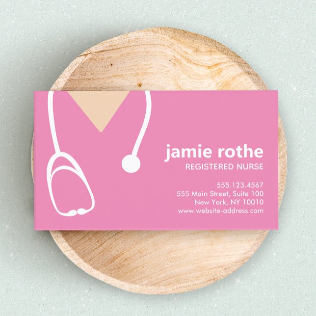 Gynecology Nurse Pink Scrubs Business Card (Creator Uploaded)