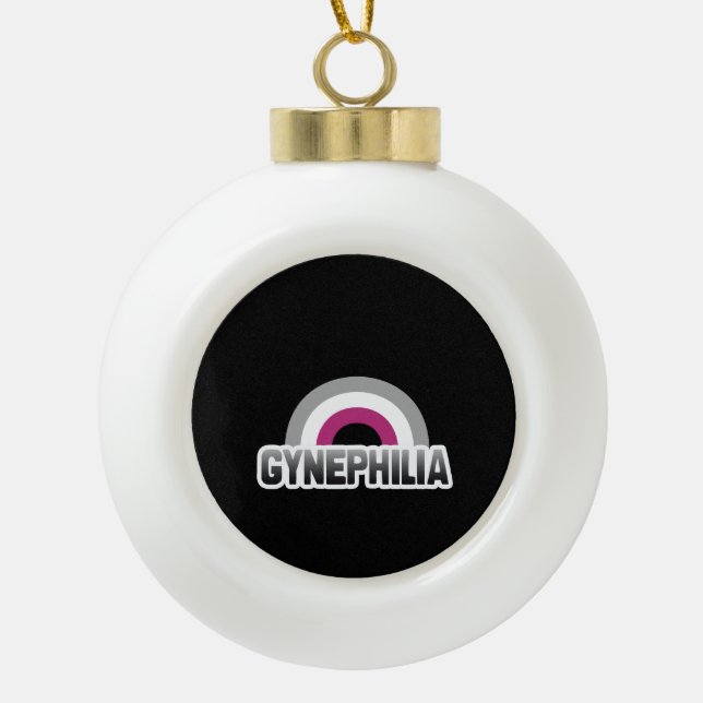 Gynephilia Pride Ceramic Ball Christmas Ornament (Front)