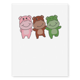 Gynosexual Flag Pride Lgbtq Cute Hippo Temporary Tattoos