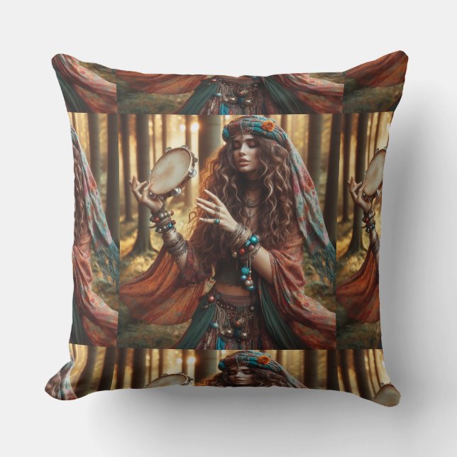 gypsi lady throw pillow (Front)