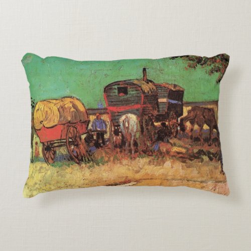 Gypsies with Caravans by Vincent van Gogh Accent Pillow