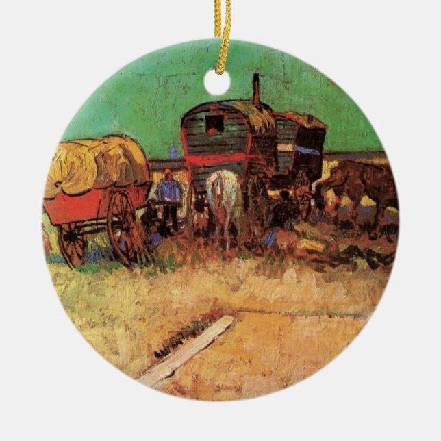 Gypsies with Caravans by Vincent van Gogh Ceramic Ornament (Front)