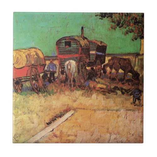 Gypsies with Caravans by Vincent van Gogh Ceramic Tile