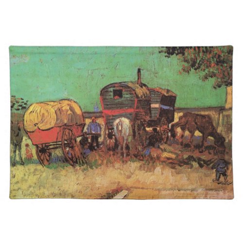 Gypsies with Caravans by Vincent van Gogh Cloth Placemat