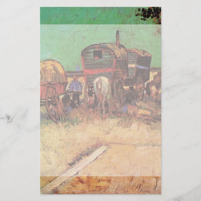 Gypsies with Caravans by Vincent van Gogh Stationery (Front)