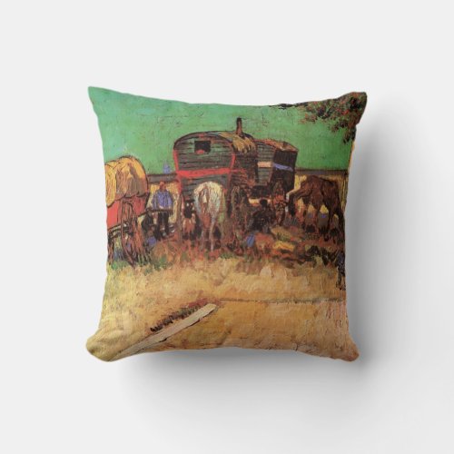 Gypsies with Caravans by Vincent van Gogh Throw Pillow