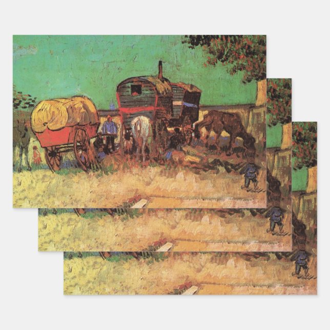 Gypsies with Caravans by Vincent van Gogh Wrapping Paper Sheets (Set)
