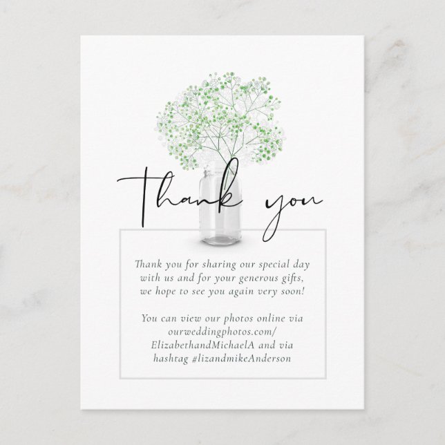 Gypsophila Babys Breath Simple Elegant Wedding Postcard (Front)