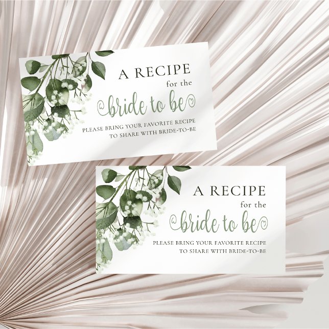Gypsophila Eucalyptus Bridal Shower Share A Recipe Enclosure Card (Creator Uploaded)